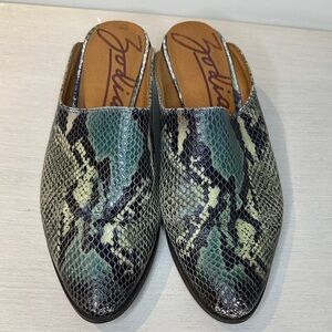 Zodiac Green/Blue Snake Print Mules